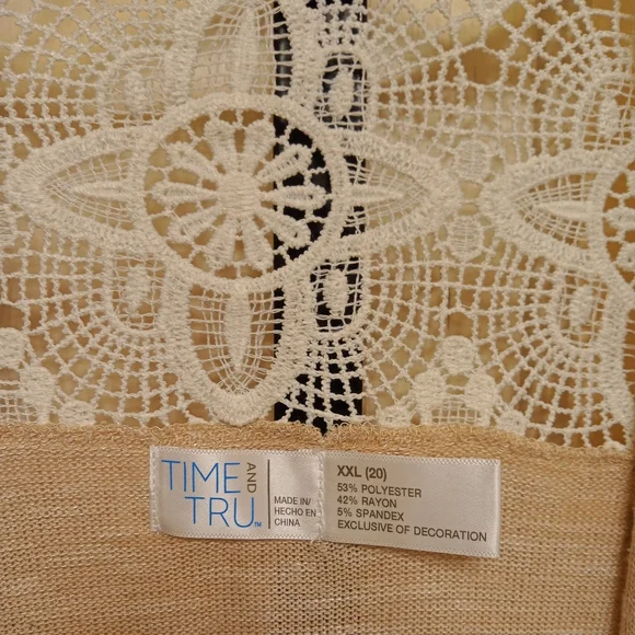 Time and Tru Swing Cardigan w/Lace Insert - Picture 2 of 3